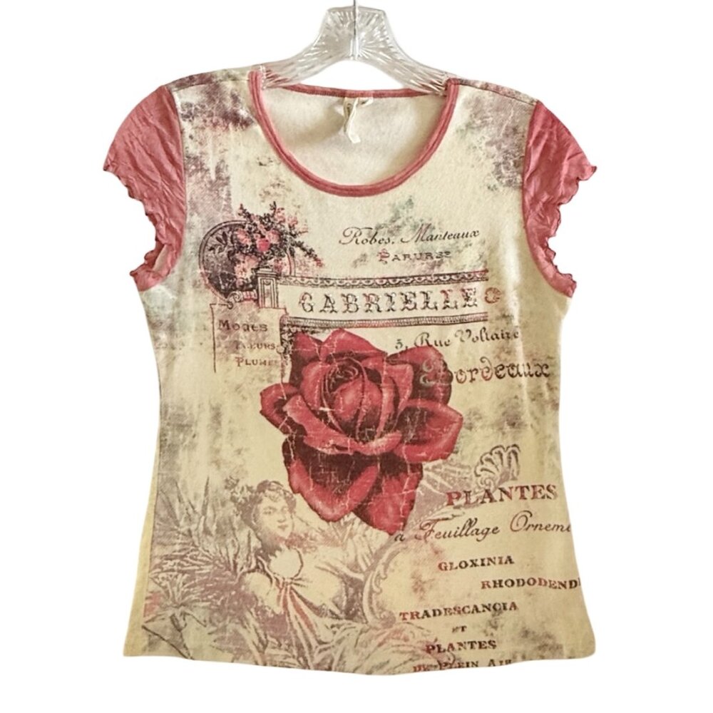 Gabrielle Bordeaux Rose Vintage Tee Rhinestone Olivia’s Paper PM (Petite Medium)